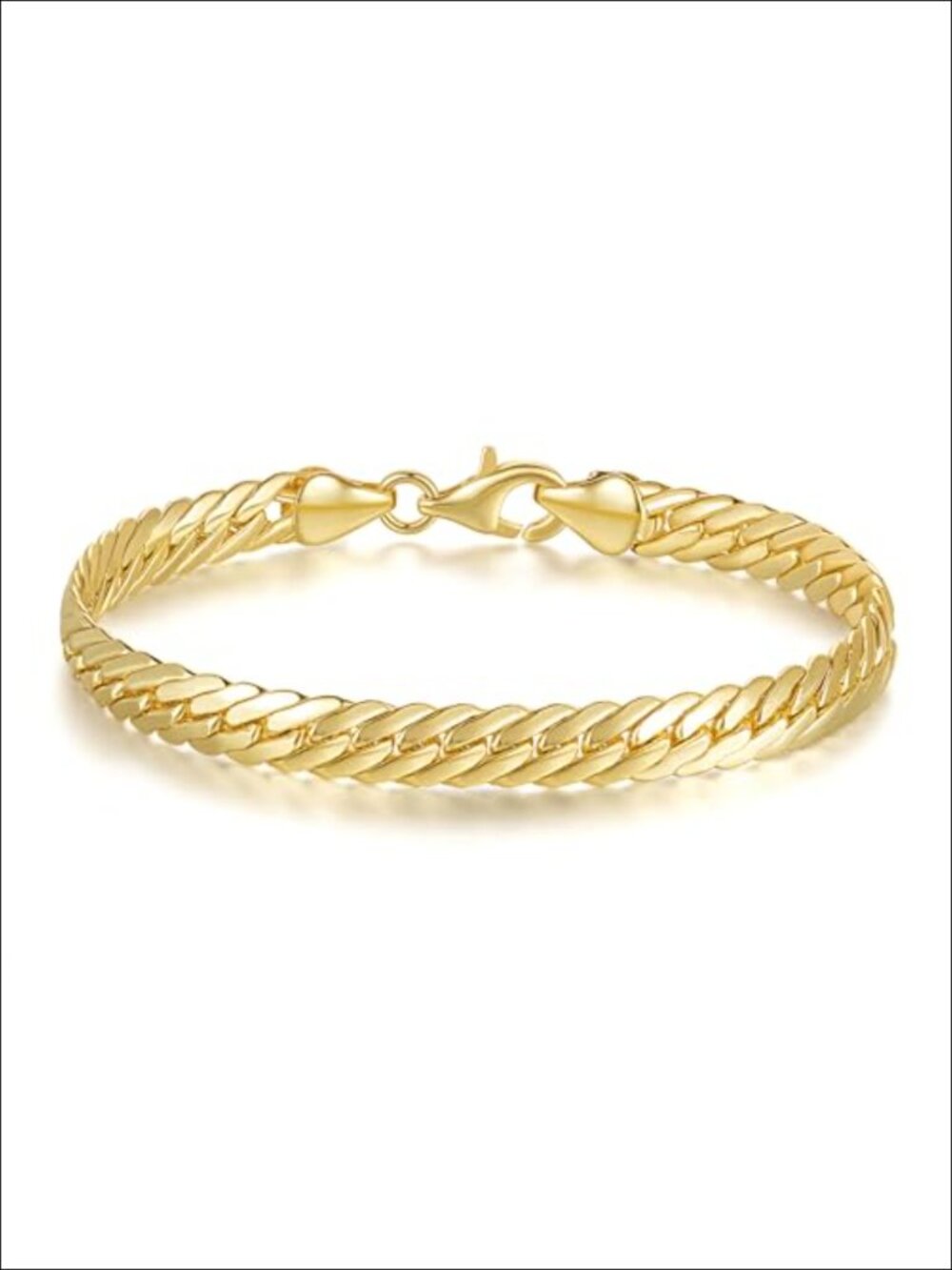 14k Gold Plated Cuban Link Chain Bracelet Unisex Non Tarnish